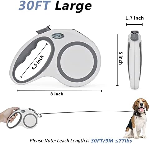 Retractable Dog Leash 30 FT, GUDWING Dog Walking Leash for Medium Large Dogs up to 77 lbs, Heavy Duty No Tangle, Large - Image 2