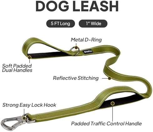 PetiFine 5FT Heavy Duty Dog Leash with Soft Padded Double Handle - Image 3