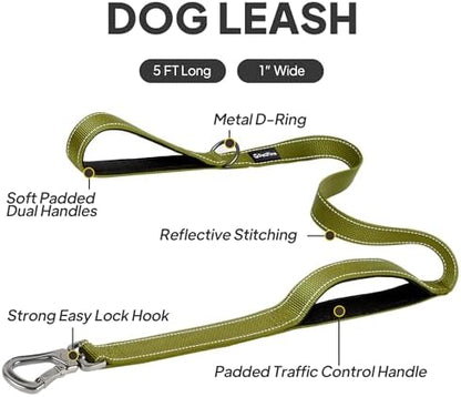 PetiFine 5FT Heavy Duty Dog Leash with Soft Padded Double Handle - Image 3