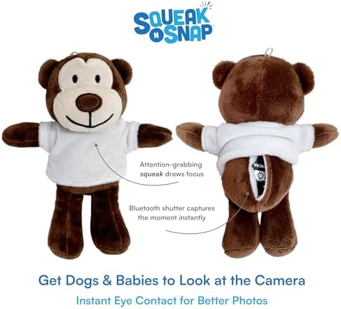 Dog Camera Attention Grabber, Gift for Pets, Photo Prop for Pet Photography, Baby and Newborn Photos, Plush Squeaker Bluetooth Shutter Release Remote, Attention Getter, iPhone & Android - Image 2