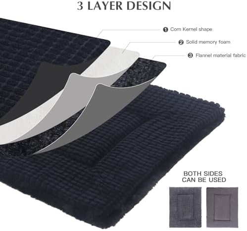 BVAGSS Reversible Dog Crate Pad, Memory Foam Pet Bed Mat, Soft Warm Machine Washable Sleeping Kennel Mattress for Small Medium Dogs XH079 (30''x20''x1.6'',Dark Grey) - Image 3