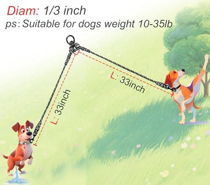Double Dog Leash Coupler 1/3" Rope Extension for Two 10-35lbs Dog - Image 4