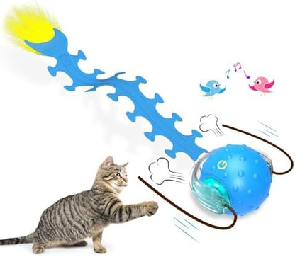 Giociv Interactive Cat Toys Ball for Indoor Cats Fast Rolling on Carpet, Chirping & Motion Activate Cat Toys (Blue Centipede) by Giociv