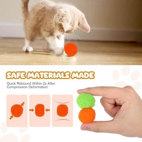 TEAWOO 50Pcs Cat Toys Pom Pom Balls with 1 Launcher Set, Interactive Cat Toy Stuff for Indoor Both Adult & Kitten Toys - Image 3