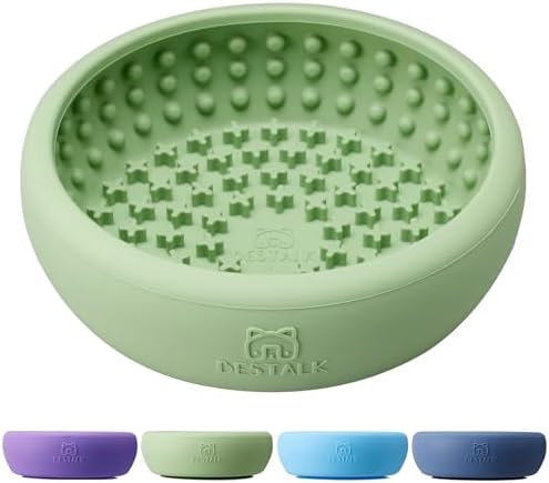 Dog Lick Bowl, Bestalk Anxiety Relief Lick Mat for Dogs, Non-Slip Freeze Licking Bowl Enrichment Puzzle Feeder for Distraction, BPA Free Silicone, Dishwasher Safe (Green,S) by BESTALK