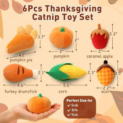 CiyvoLyeen Plush Thanksgiving Catnip Toys for Indoor Cats 6 Pack - Image 2
