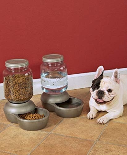 Petmate Mason Inspired Replendish Gravity Waterer, Water Dispenser for Dogs and Cats, 1 Gallon Silver, Made in USA