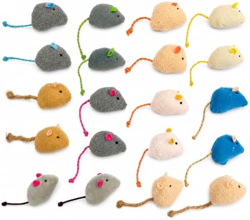20-Pack Catnip Mouse Toys - Assorted Colors, Plush Mice with Catnip, Interactive Cat Toys for Indoor Kittens & Adults, Durable Cat Teaser Set by Haourlife