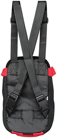 Pet Dog Puppy Cat Carrier Five Holes Backpack Double Shoulder Straps Mesh Front Chest Backpack Bag, L, Red - Image 3
