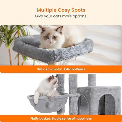 Heybly Cat Tree with Cat Self Groomer Brush, 42.5 inch HCT005SW - Image 4