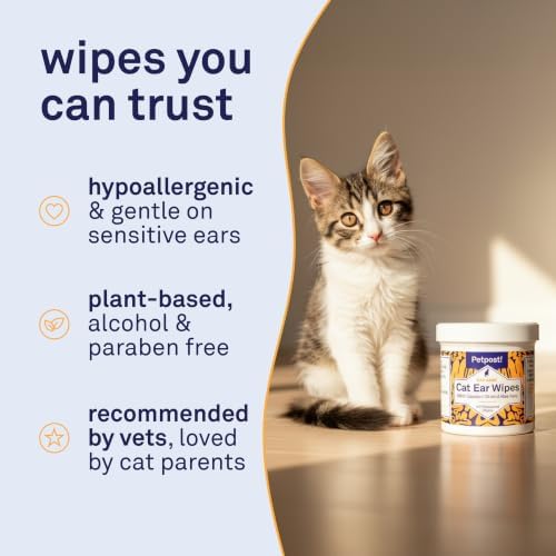 Petpost | Cat Ear Cleaner Wipes - Ultra Soft Cotton Pads in Coconut Oil Solution - Treatment for Removing Cat Ear Dirt & Wax 100 ct. - Image 4