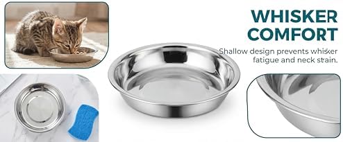 6PCS 304 Stainless Steel Pet Bowl for Cats & Dogs – Food Grade, Non-Toxic, Rustproof, Dishwasher Safe, Wide Whisker Friendly Cat Food Water Feeding Bowl - Image 4