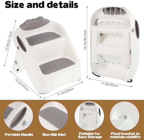 Cat Ramp for Litter Box,White Plastic Cat Ramp Fit for Automatic Litter Box,Double Layer Steps with Non-Slip Rubber Feet, Step for Small & Elderly Cats - Image 2