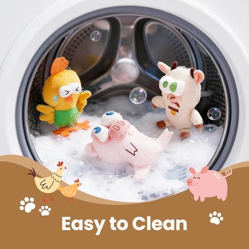 Nocciola Squeaky Dog Toys, Durable Farm Critter Plush Stuffed Dog Toys with Crinkle & 3 Unique Realistic Animal Squeak Sounds to Keep Dogs Busy, Puppy Teeth Toys for Small, Medium & Large Dogs - Image 5