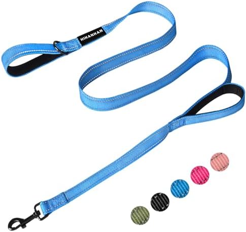 Reflective Dog Leash with Double Handle, Dog Leash 4 FT Long, Supports Medium and Large Dogs, Heavy Duty for Walking, Running, and Training, Blue by Unknown