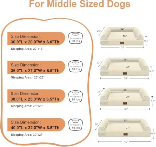 NANUYA Orthopedic Dog Bed for Medium Dogs, 30 x 20 Inch, Beige - Image 6