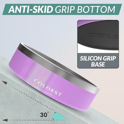 Coldest Dog Bowl - Anti Rust Metal, Non Slip, 3 Layers Insulated Stainless Steel Dog Bowls - Spill Proof & Heavy Duty - Water Bowl for Dogs, Cats, Dish Washer Safe (42 oz, Saturns Purple Glitter) - Image 2