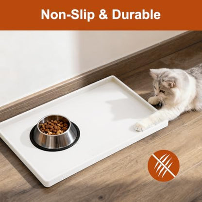 19" x 12" Extra Thick Silicone Mat Waterproof with Raised Edge, White - Image 5
