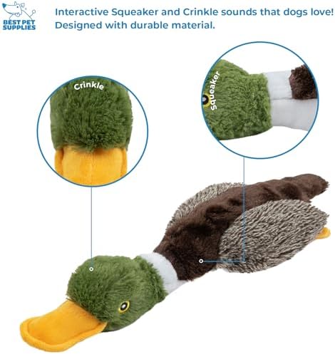 Best Pet Supplies Interactive Squeaky Dog Chew Toy, Ideal Dog Toys for Chewers, Small, Medium & Large Dogs, and Fetch Lovers - Mallard Duck (Gray, Gray, Brown), Small - Image 5