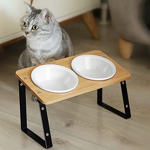 AYADA Elevated Cat Bowls Height Adjustable with Stand (Ceramic) by Unknown