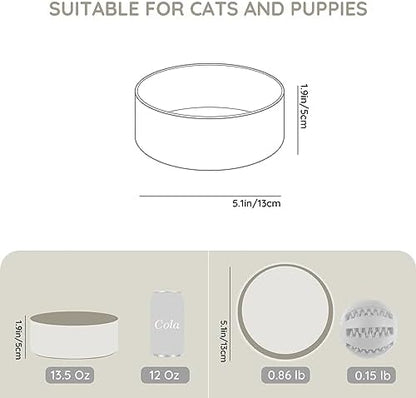 SPUNKYJUNKY 13.5OZ Ceramic Dog and Cat Bowl, Modern Cute Weighted Food Water Bowl for Replacement Grey (2 Pack) - Image 4