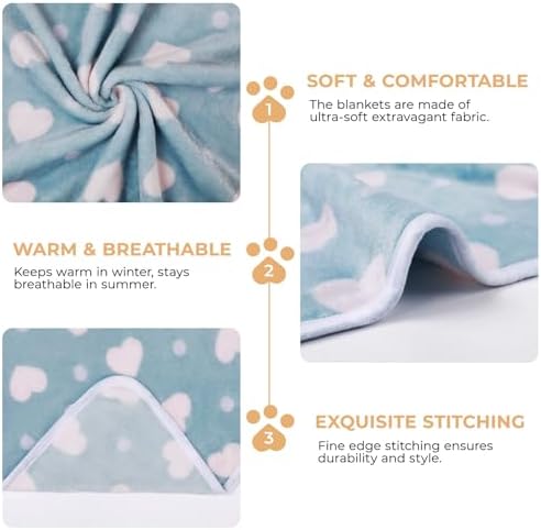 1 Pack 3 Blankets Super Soft Cute Dot Pattern Pet Blanket Flannel Throw for Dog Puppy Cat Purple/Pink/Cyan Medium - Image 5
