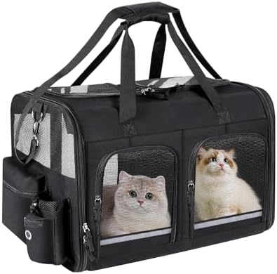 Cat Carrier for 2 Cats,Double Cat and Dual Dog Carrier Large for Two Pets by GROXKOX