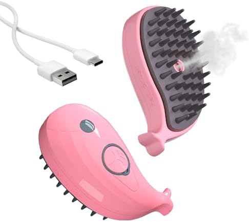 Cat Steam Brush for Shedding Pets 3 in 1 Function, Spritz Defur Comb for Kittens, Steamy Hair Rake for Long-Haired Dogs, Steamer Brush for Massage, Grooming and Removing Loose Hair by Unknown