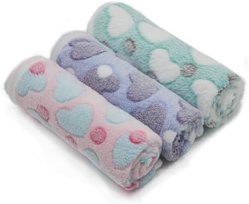 1 Pack 3 Puppy Blankets Super Soft Warm Sleep Mat Love Print Blanket Fluffy Fleece Pet Blanket Flannel Throw Dog Blankets for Small Dogs Puppy Dogs Fluffy Cats,Mix Love-Large(40"x30") by SORKUT