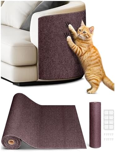 78.7"x15.8" Cat Scratch Furniture Protector with Clear Twist Pins - Brown by Minyii