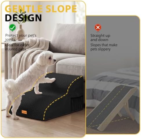 2-Step Dog Stairs for Small Dogs, Non-Slip Foam Pet Steps for Low Couch Bed - Image 4