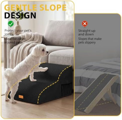 2-Step Dog Stairs for Small Dogs, Non-Slip Foam Pet Steps for Low Couch Bed - Image 4