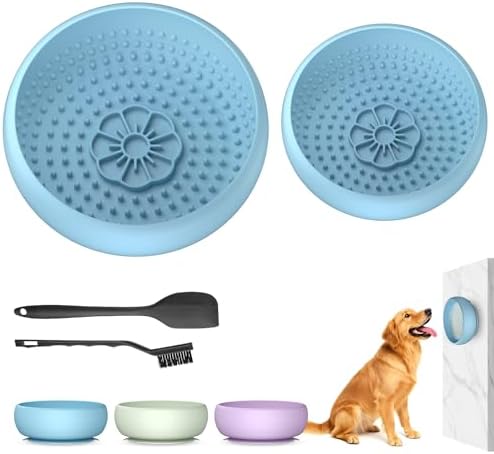 2 Pack Dog Lick Bowl, Slow Feeder Licking Bowl(Blue) by Pawinner