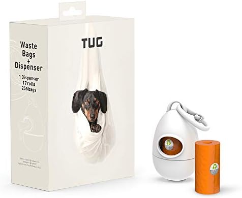 TUG Dog Waste Bag Dispenser with Poop Bags, White, 17 Rolls by TUG