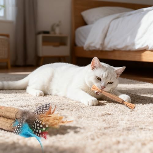 Cat Toys Cat Chew Toys, Silvervine Sticks Catnip Rope Toys for Cats Teeth Cleaning, Kitten Dental Care, Kitty Toys for Indoor Cats Increase Appetite,Enhances Oral & Dental Health (4 Pack) - Image 7