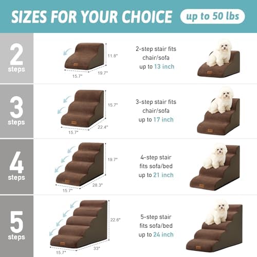 COZY KISS Dog Stair for Small Dog 11.8" H, 2 Step Pet Ramp for Chair - Image 2