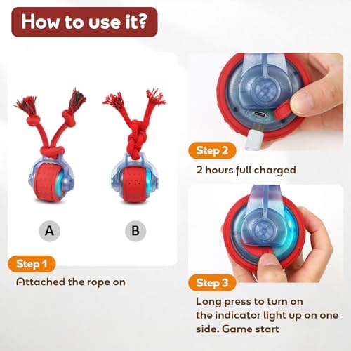Dog Toys Interactive Rolling Ball with Rope, Motion-Activated - Image 6