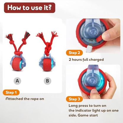 Dog Toys Interactive Rolling Ball with Rope, Motion-Activated - Image 6