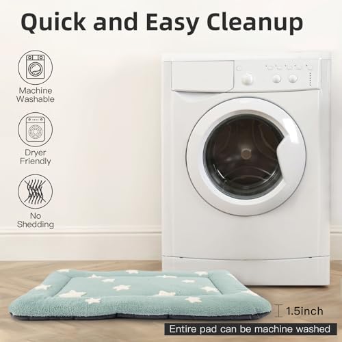 Mora Pets Cat Bed for Indoor Cats Washable Dog Crate Pad Cute Star Dog Bed Mat for Small Dogs Pet Kennel Pad for Cage Soft Flat Puppy Kitten Cushion for Sleeping Anti-Slip Blue 22 x 13 - Image 3