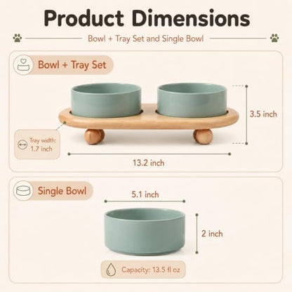 Havniva Raised Cat Bowl 5.1” Elevated Ceramic Cat Food and Water Bowl Set - Image 2