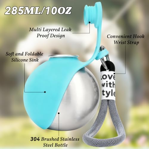 Dog Water Bottle Portable - Travel Dogs Walking Bottles for Drinking 2 in 1 Foldable Stainless Steel Pet Waters Dispenser Silicone Bowl Leakproof for Puppy Outdoor - Image 5