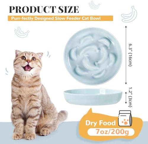 Melamine Slow Feeder Cat Bowls - 3 Pack Cat Food Dishes, 6.3 Inch Wide Opening Whisker Friendly Maze Plates for Dry and Wet Food, Dishwasher Safe, White - Image 3