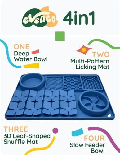 Slow Feeder Bowl, Silicone Lick Mat with Suction Cups for Dog Cat, Snuffle Mat for Pet Smell Training, Puzzle Toys for Bored Puppy, Interactive Sniff Mat for Slow Eating and Keep Busy, Blue - Image 3