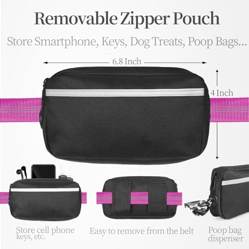 iYoShop Hands Free Dog Leash with Zipper Pouch, Large, 25-120LB, Very Berry - Image 2