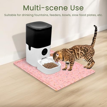 Ptlom Dog Food Mat Anti-Slip Dog Bowl Mats for Food and Water, Waterproof Pet Placemat Prevents Messy Spill to Floor, Silicone Puppy Feeding Tray for Small, Medium and Large Dogs Cats, Pink - Image 5