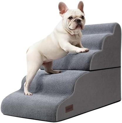Dog Stairs and Ramp for High Bed, 5-Step Dog Steps for Small Dogs and Cats by AODISMAN