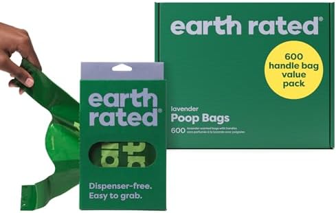 Earth Rated Dog Poop Bags for Dogs, 600 Easy Tie Handle Bags, Lavender by EarthRated