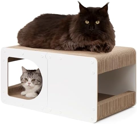 EHEYCIGA Cardboard Cat Scratcher House, 23-Inch Cat Scratch pad, White by EHEYCIGA