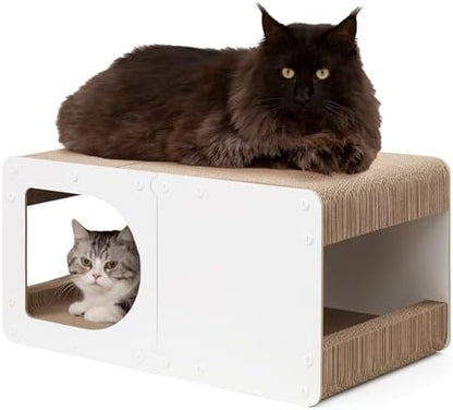 EHEYCIGA Cardboard Cat Scratcher House, 23-Inch Cat Scratch pad, White by EHEYCIGA