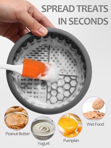 Dog Lick Bowl with Brush and Scraper, Anxiety Relief Lick Mat for Dogs, Non-Slip Freeze Licking Bowl Enrichment Puzzle Feeder for Distraction, BPA Free Silicone, Dishwasher Safe - Image 4